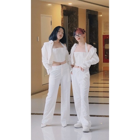 Quần culottes ống rộng cotton lạnh cạp cao khóa thật dáng dài