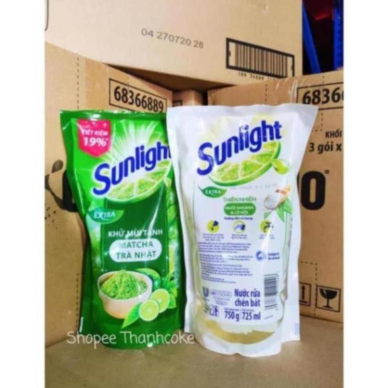 SUNLIGHT Nước Rửa Chén 750g dạng túi Matcha Trà Xanh Nhật , Muối Khoáng Lô Hội TrắngThiên Nhiên 750 g - uri1