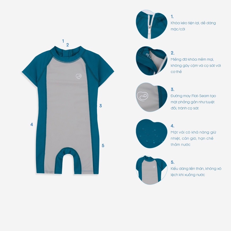 Bu baby - Bộ bơi liền ngắn tay BU Aqua BSM231301