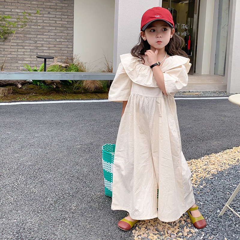 Jumpsuit Cổ Vuông Tay Lỡ Màu Sắc Ngọt Ngào Phong Cách Phương Tây Cho Nữ