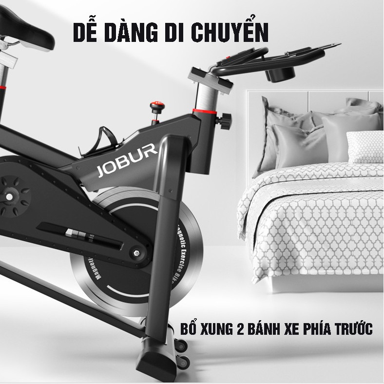 XE ĐẠP TẬP GYM TẠI NHÀ JOBUR SPINBIKE GH-709L - Tặng kèm bàn xoay eo và bình giữ nhiệt