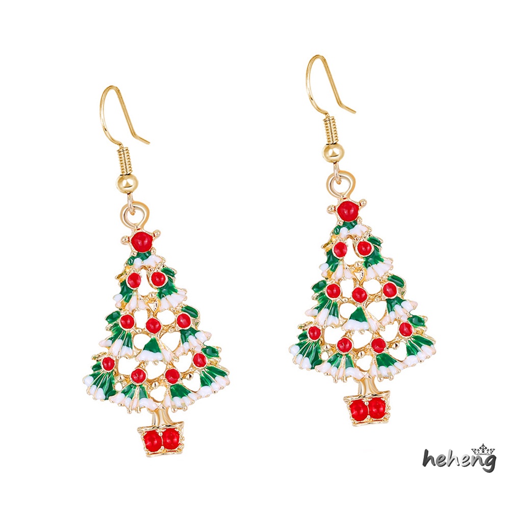 Bông Tai Móc Hình Cây Thông Bằng Hợp Kim Không Gây Dị Ứng Độc Đáo Trang Trí Tiệc Giáng Sinh