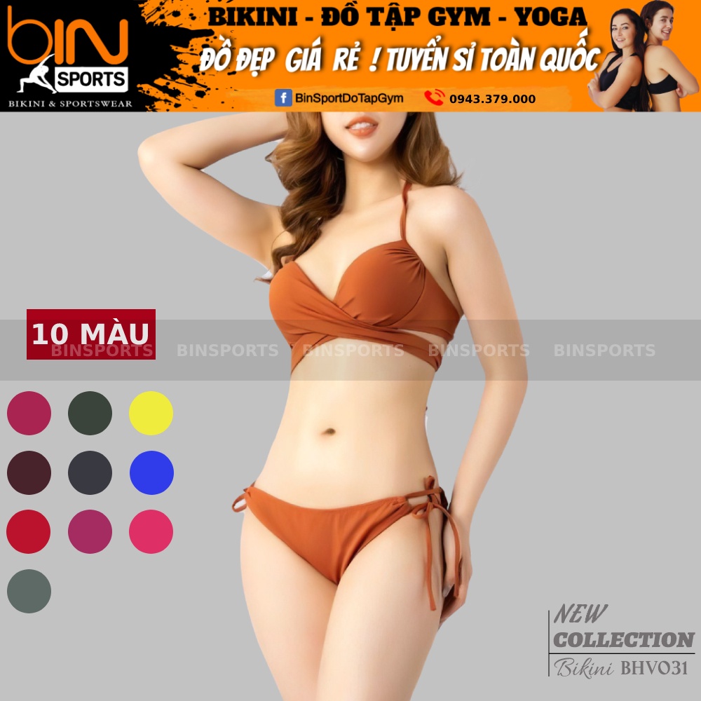 Bikini Nữ Hai Mảnh Quần Tam Giác Khóa Cài Freesize Bin Sports BHV031