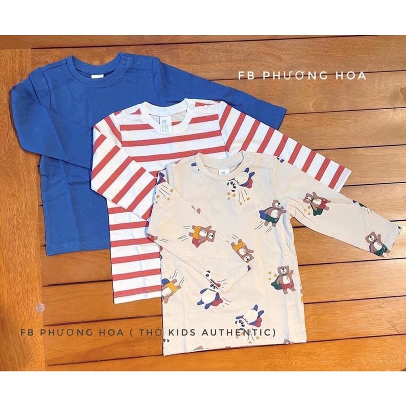 Set 3 áo cotton HM auth dài tay cho bé