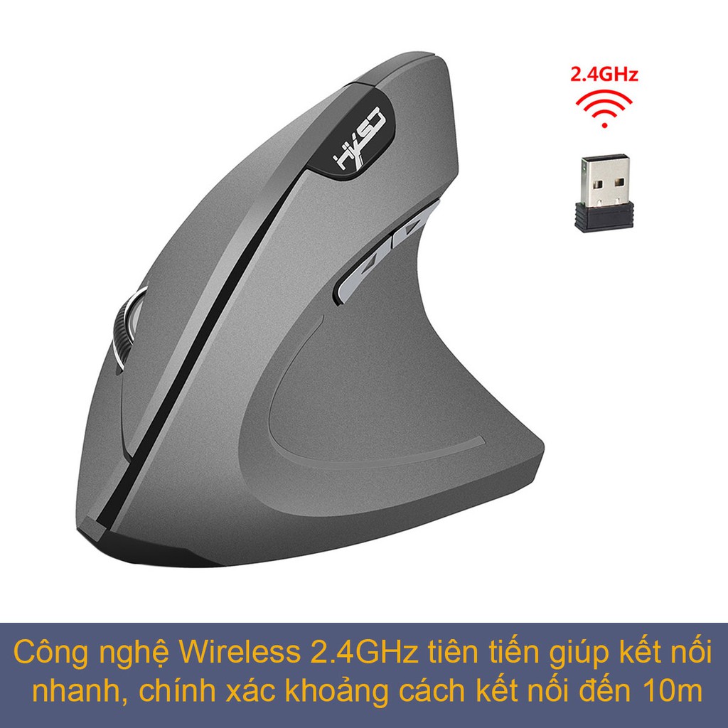 Chuột không dây kiểu đứng HXSJ T24 wireless USB 2.4GHz chống mỏi tay chuyên dùng cho pc laptop macbook ipad tivi