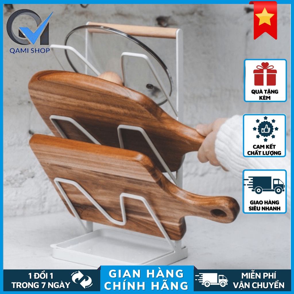 Kệ Để Nắp Vung Xoong Nồi Thớt QAMI Tiện Lợi Cho Nhà Bếp Khung Thép Carbon Với Lớp Sơn Tĩnh Điện An Toàn Chống Han Gỉ Q06