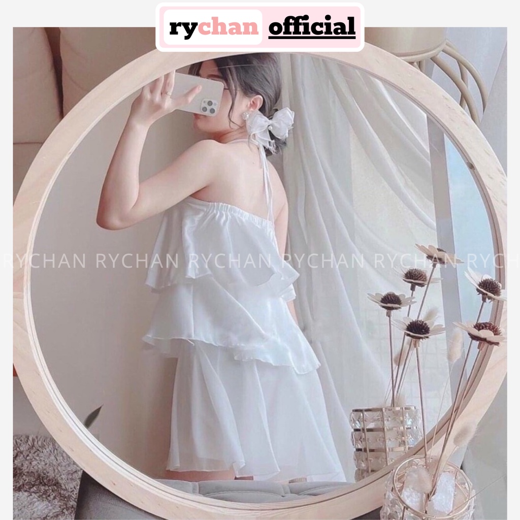 Đầm Váy Nữ Dạo Biển Form Ngắn Cổ Yếm 3 Tầng Sang Trọng Thanh Lịch Màu Trắng [ẢNH THẬT CUỐI] - DX9899