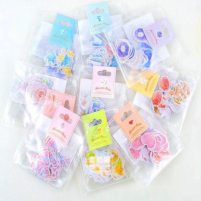 Bộ 70 miếng dán giấy dễ thương dùng trang trí sổ tay