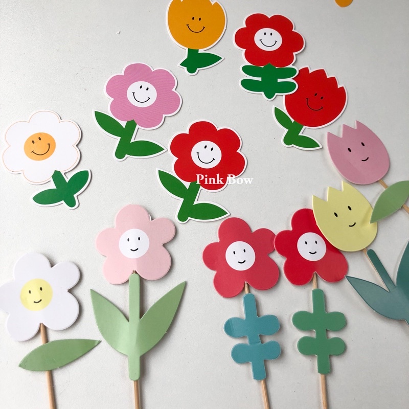 Topper hình con GẤU/HOA đầy đủ kiểu dáng bằng giấy