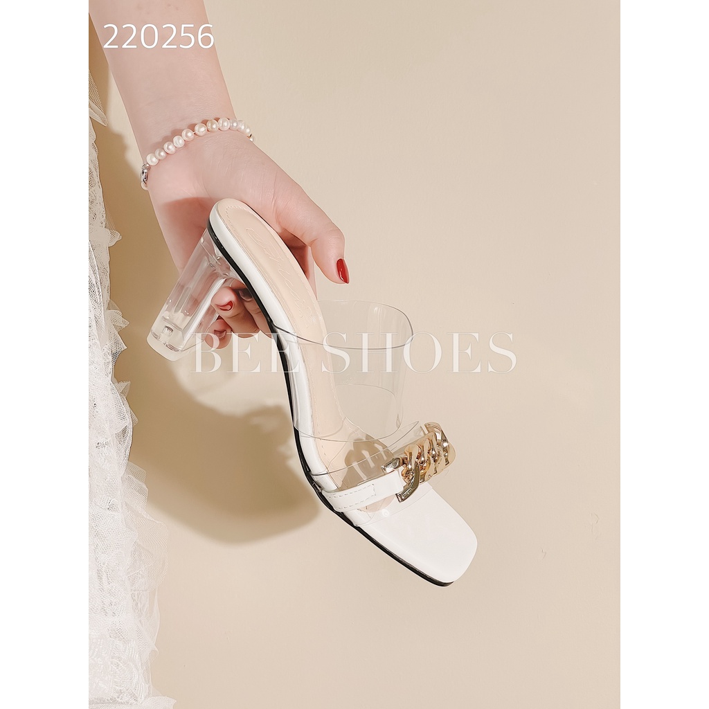 BEESHOES - GUỐC NỮ MŨI VUÔNG- GUỐC NỮ GÓT VUÔNG CAO 5 PHÂN SẴN MÀU ĐEN - TRẮNG - BE 220256