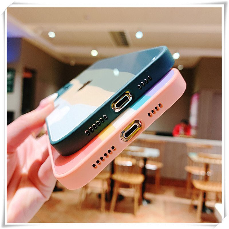 Ốp Cầu Vồng Lưng Kính Viền Dẻo Cực Xinh Cho IPhone 11 - 12 Pro Max | BigBuy360 - bigbuy360.vn