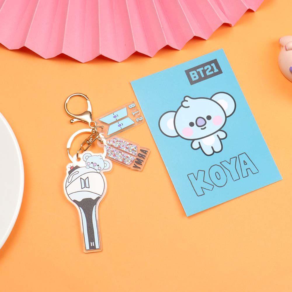 Móc Khóa Hai Mặt Họa Tiết Hoạt Hình Thỏ / Chó K-POP Xinh Xắn