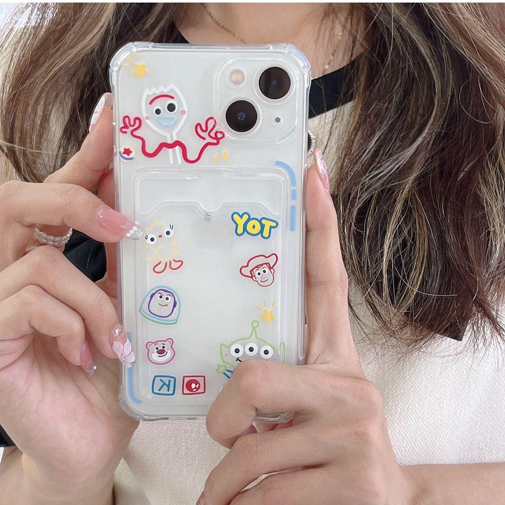 Thẻ Ốp Điện Thoại tpu Dẻo Trong Suốt Họa Tiết toy story Dễ Thương Chống Trầy / Rơi Cho iphone 14 15 11 13 12 pro max xs x xr