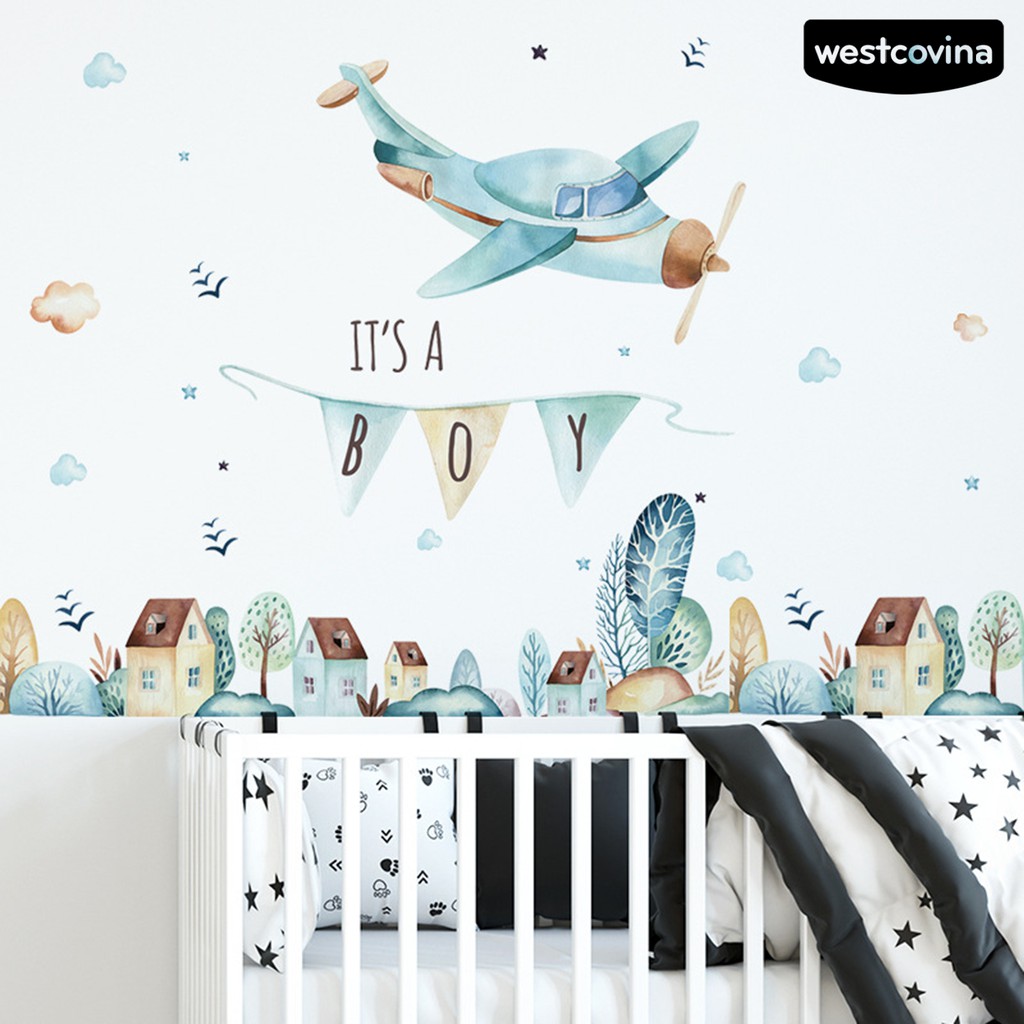 Sticker Dán Tường Hình Máy Bay Cổ Tích