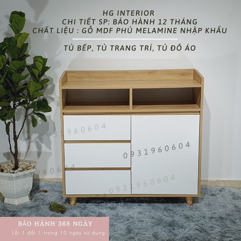 Tủ bếp, tủ trang trí, làm từ Gỗ MDF cao cấp, KT(DàixSâuxCao): 100x35x90cm