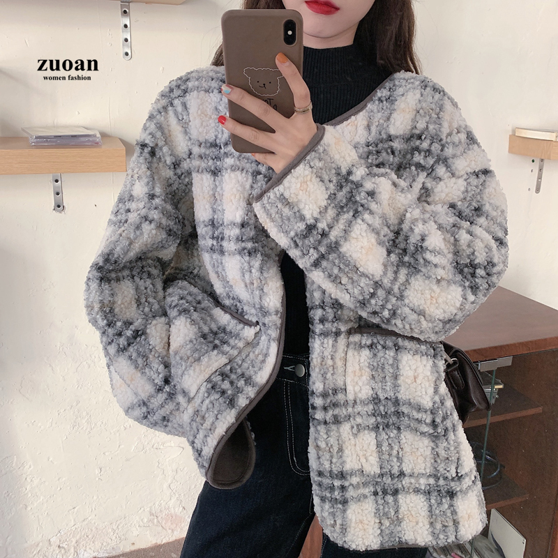 Áo khoác len nữ SUXI dài tay cổ tròn thời trang Hàn