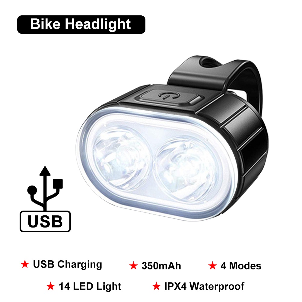 Đèn LED Gắn Phía Trước Xe Đạp Sạc USB Tiện Dụng