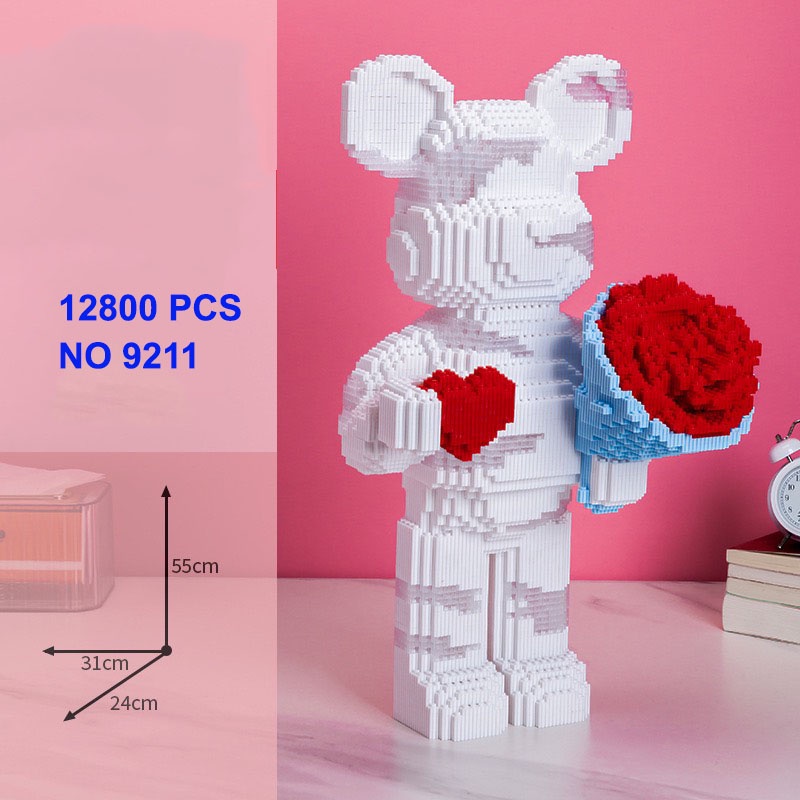 Le.go Gấu Bearbrick 55cm Đồ chơi lắp ráp mô hình cỡ lớn Hàng Đẹp bear bricK tặng búa và đèn