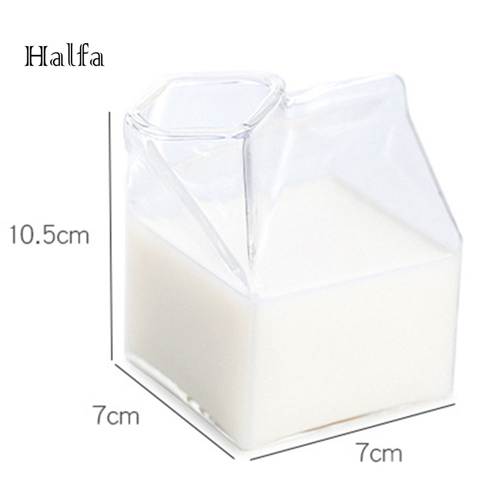 Cốc Uống Sữa Bằng Thủy Tinh Trong Suốt Hình Hộp Sữa Dung Tích 300ml