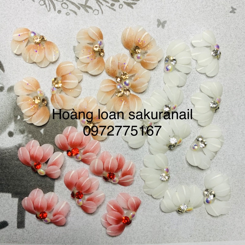 Hoa Bột Nail Cúc Ruby gắn móng