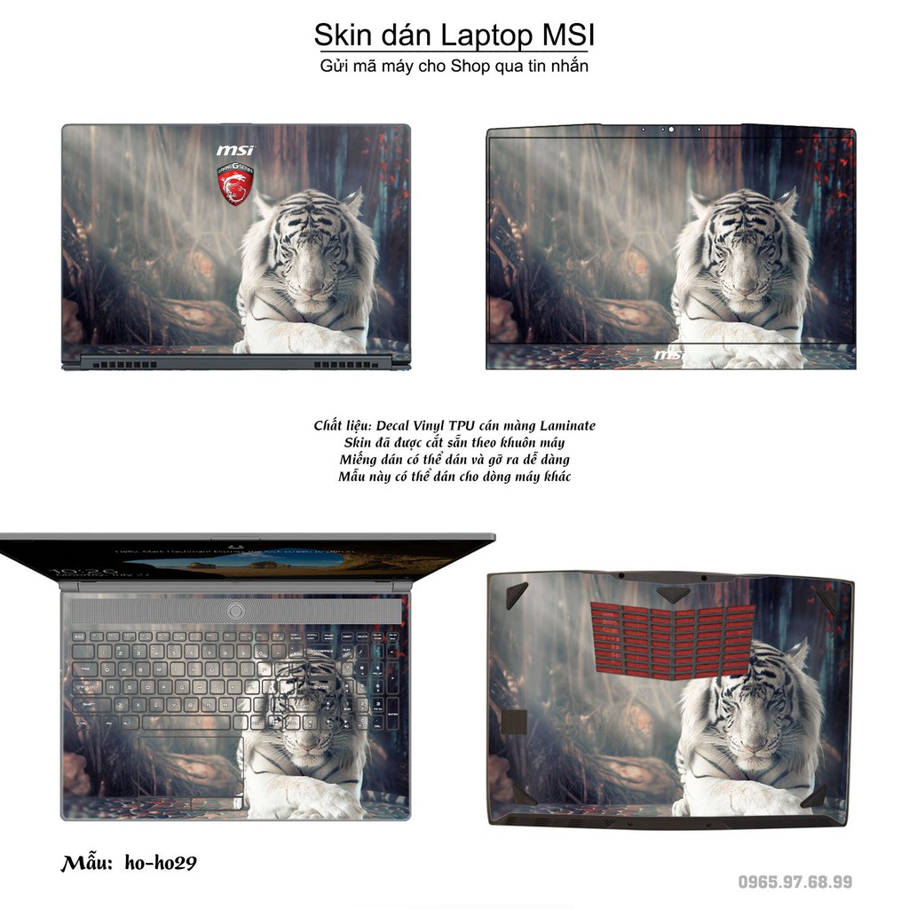 Skin dán Laptop MSI in hình Con hổ (inbox mã máy cho Shop)