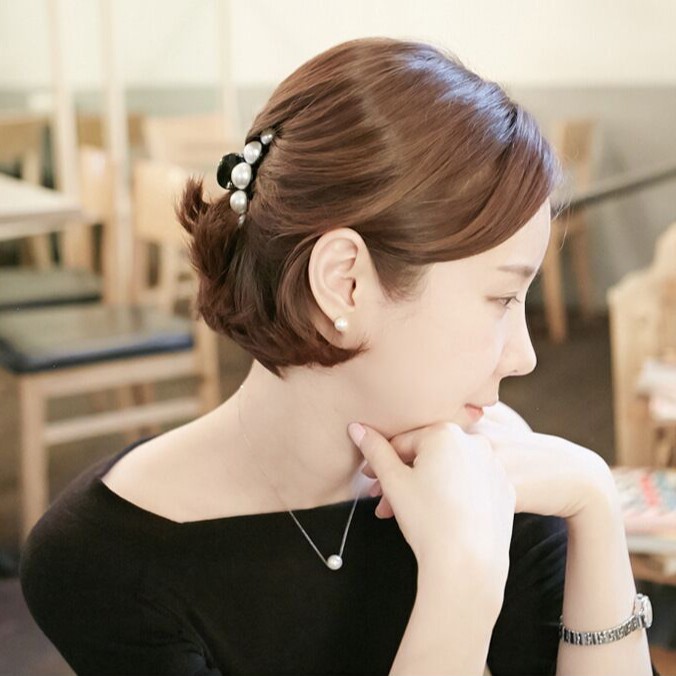 Kẹp Tóc Càng Cua Đính Hạt Trai Phong Cách Hàn Quốc