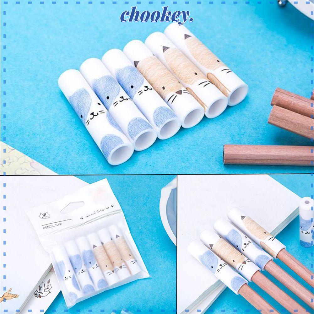 Set 6 Nắp Đậy Bút Chì Họa Tiết Dễ Thương