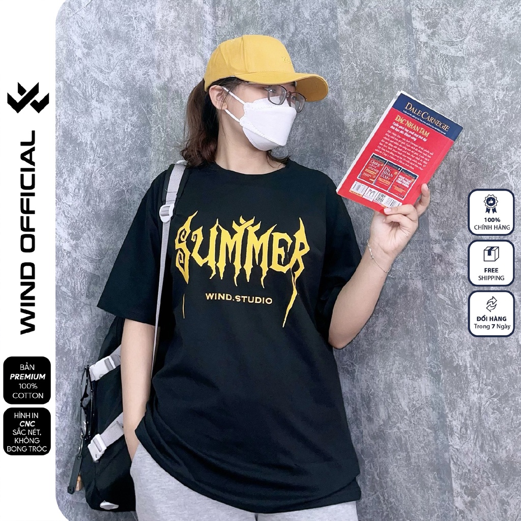 Áo thun tay lỡ form rộng WIND phông unisex 65% cotton Summer nam nữ oversize ulzzang