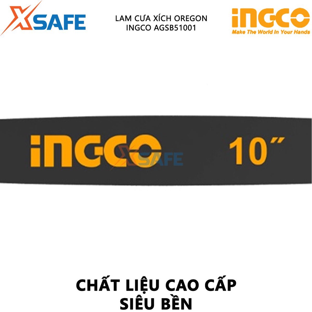 Lam cưa xích INGCO AGSB51001 Lam máy cưa 10&quot;, phù hợp cho máy cưa xích xăng GCS5261011 - Chính hãng