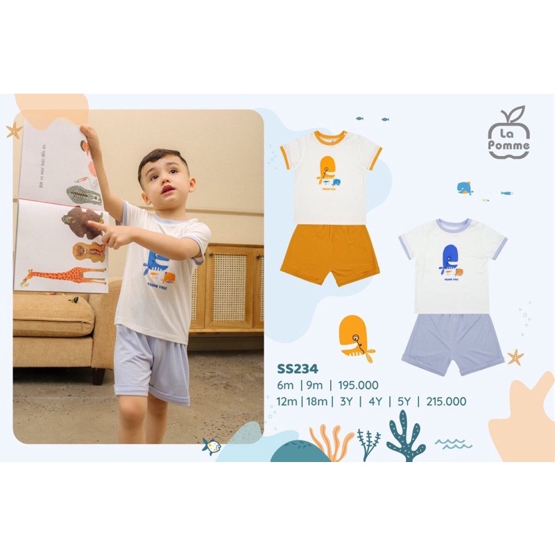 [LA POMME] Bộ cộc tay La Pomme Đàn Cá Nhỏ