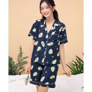 Vibes đồ bộ pijama ngắn navy avocado py set