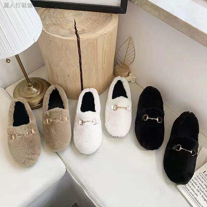 Plus Giày Lười Phối Nhung Dày Ấm Áp Xinh Xắn Cho Nữ Kiểu Hàn Quốc | BigBuy360 - bigbuy360.vn