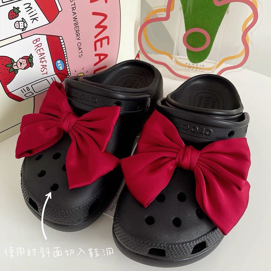 2pcs bow crocs jibbitz diy shoe accessorie ins Shoe Decoration Sticker croc clog jibbitz Shoe Buckle for crocs charm pin