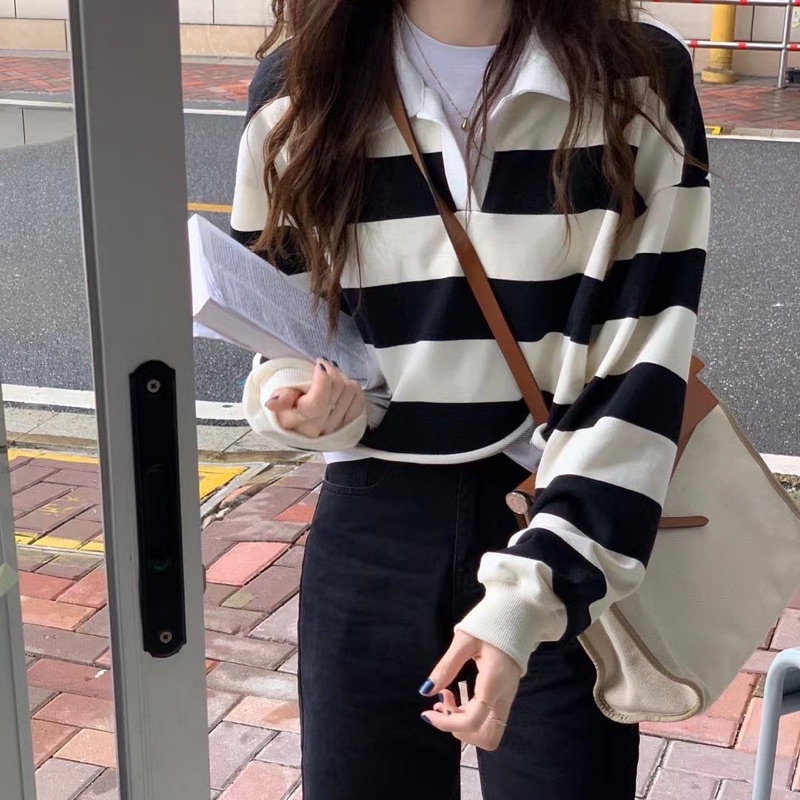 Áo polo croptop kẻ | BigBuy360 - bigbuy360.vn