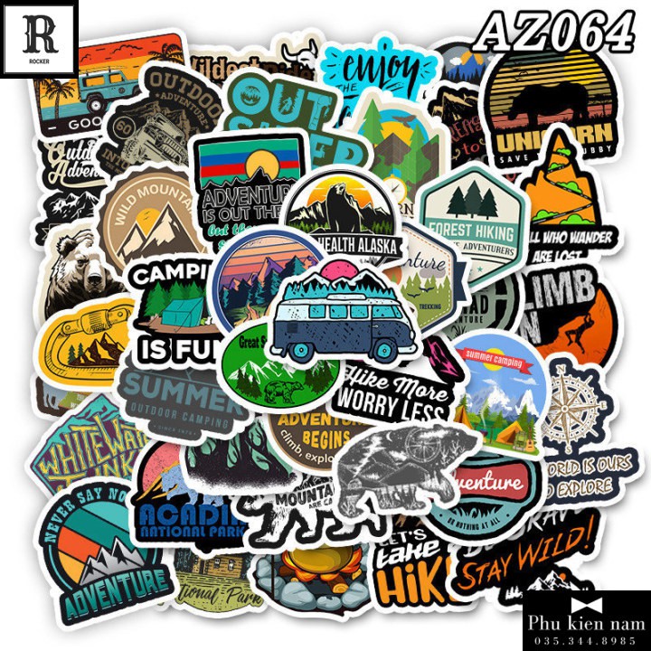 Sticker PVC Chống nước Hình dán Trang Trí Chủ đề Phượt Du lịch Picnic ST042