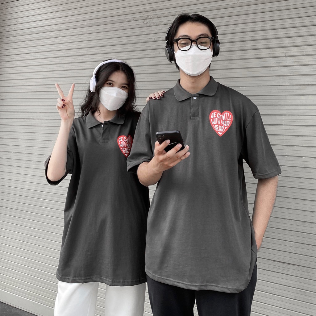 ÁO THUN FF FORM RỘNG POLO BE GENTLE WITH YOUR HEART TEE, VẢI THUN 2 CHIỀU COTTON 250GSM