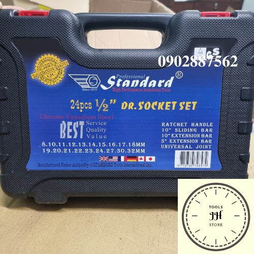 Bộ Tuýp 24 Chi Tiết 1/2 Hệ Mét Hộp Nhựa STANDARD