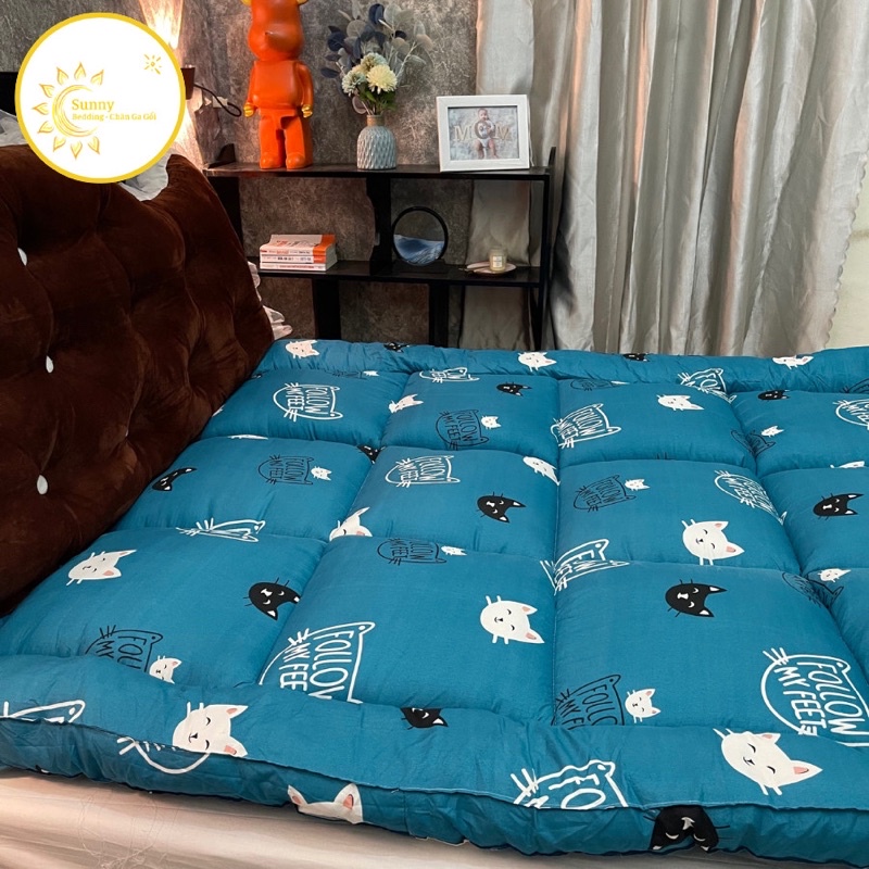 Topper nệm đa năng hoạ tiết mèo xanh