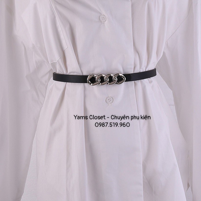 Belt đai váy KHÓA XOẮN Đai quần bản nhỏ đục sẵn lỗ Yams Closet