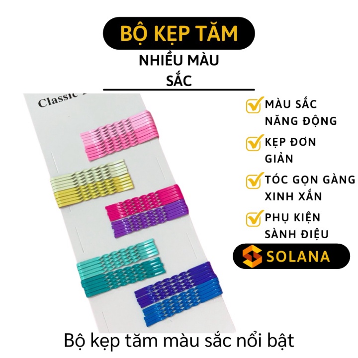 Kẹp Tăm - Set Kẹp Tóc Gợn Sóng Màu Cầu Vồng Đơn Giản, Thời Trang Cho Bạn Nữ 6544