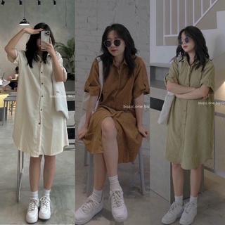 Đầm sơ mi nhung tà bầu