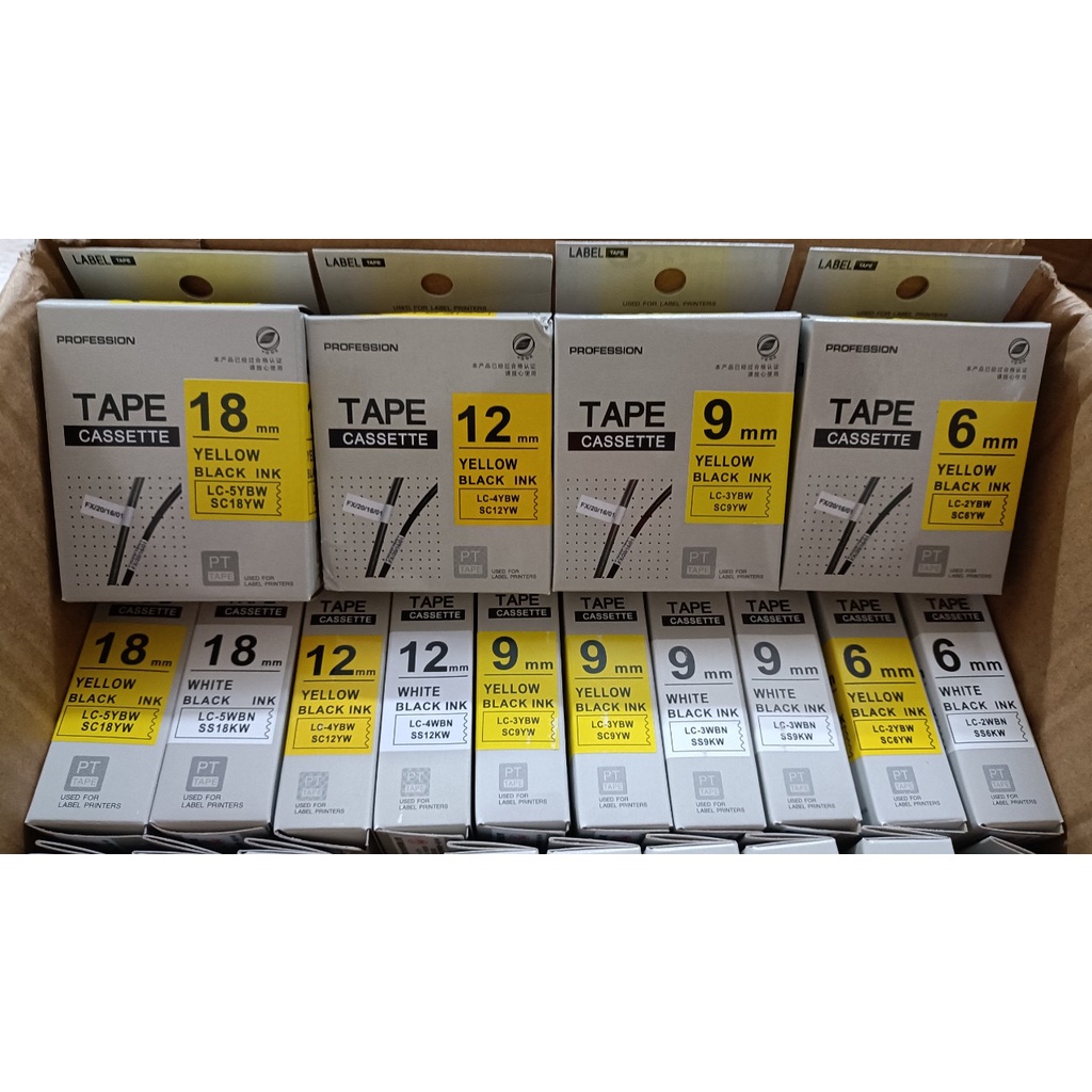 Băng mực in nhãn cỡ 6mm,9mm,12mm,18mm dài 8m dùng cho máy TEPRA PRO KING JIM SR-R170V / SR530 / SR970 / SR5900P /SR7900P