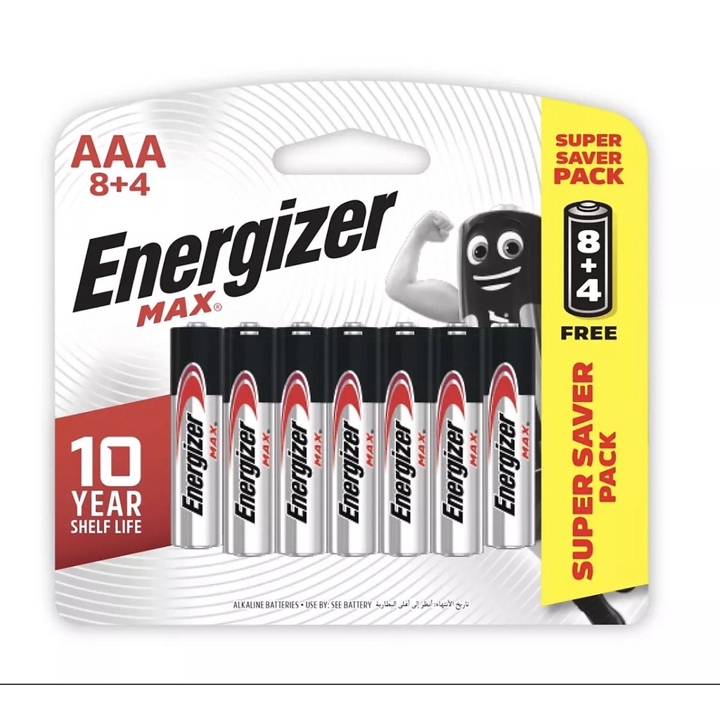 Vỉ 12 viên pin đũa AAA Energizer Alkaline chính hãng