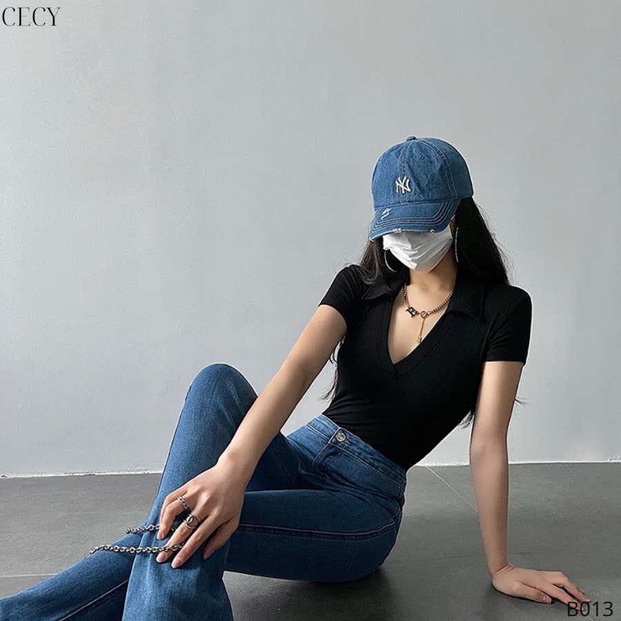 Áo polo Bodysuit Nữ CECY Thun Cotton, Áo Thun Polo Body Ôm Sát Quyến Rũ, áo cổ V, áo cổ bẻ, áo liền thân B013 | BigBuy360 - bigbuy360.vn