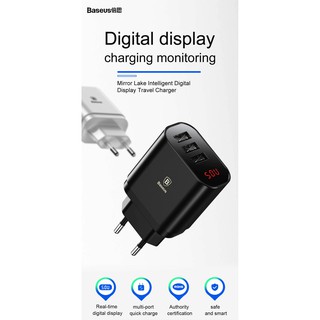 Củ Sạc Baseus 3 Cổng USB Có Đèn Led Báo Nguồn
