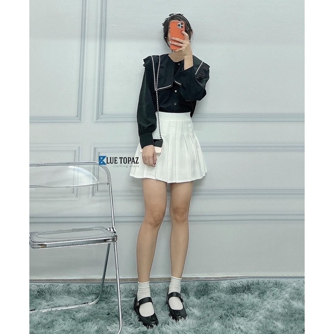 áo kiểu cổ vuông phối voan | BigBuy360 - bigbuy360.vn