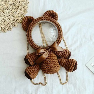 (Sẵn hàng)Túi gấu đan len