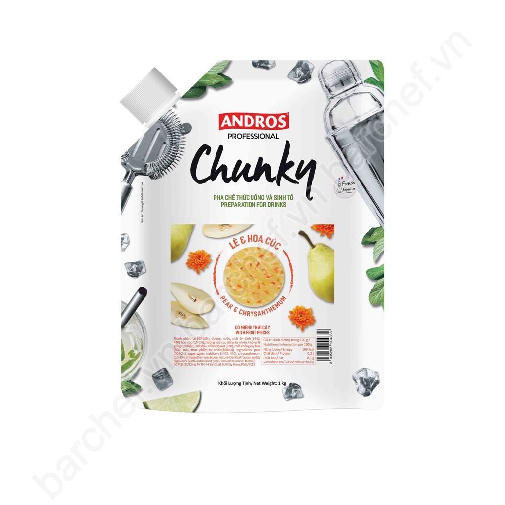 Mứt Chunky Lê và Hoa cúc Andros (Pear and Chrysanthemum Chunky) - túi 1kg