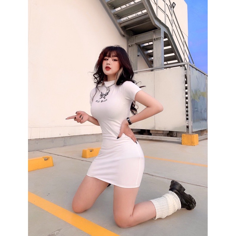 [Mã SKAMA06 giảm 8% tối đa 50K đơn 250K] Đầm Body Thun Cotton GB Logo Bướm Cực Chất (GB Mini Dress) | BigBuy360 - bigbuy360.vn
