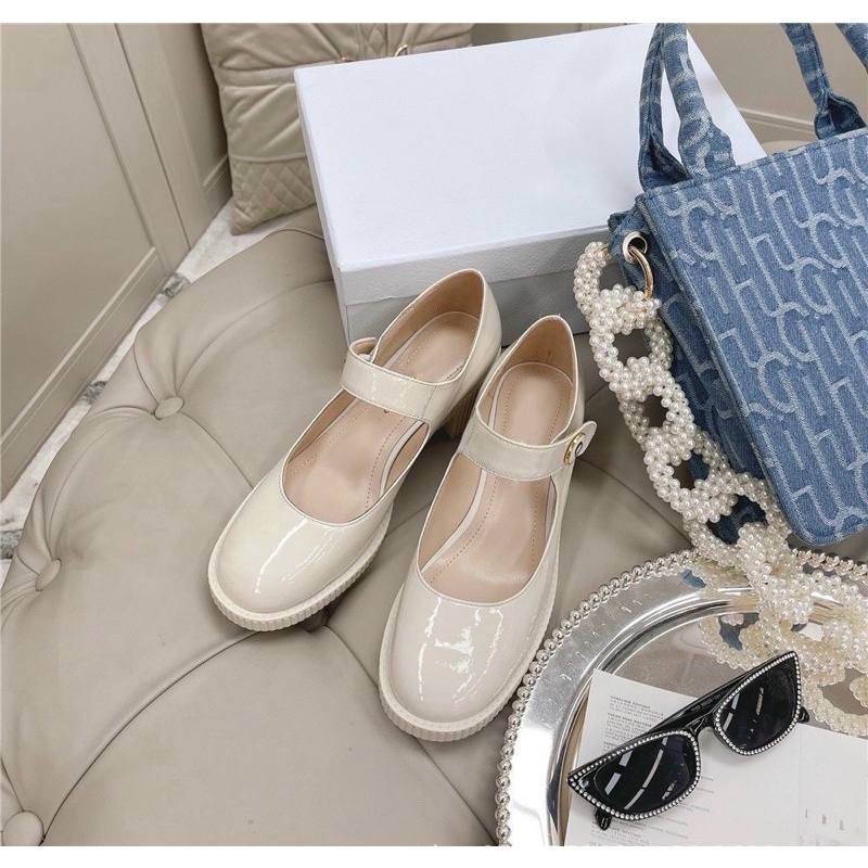 Giày búp bê vintage da bóng da si hàng chuẩn fullbox